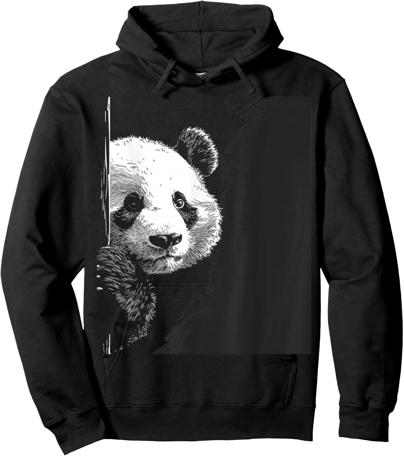 Panda Drawing Animal Motif Art Panda Hoodie - Hoodie | Black