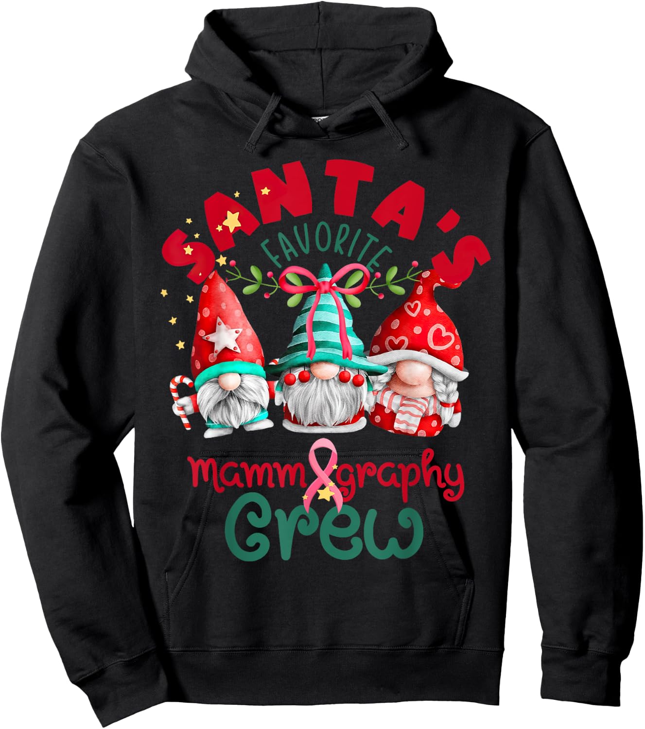 Santa's Favorite Mammography Christmas Mammo Technologist Hoodie - Hoodie | Black