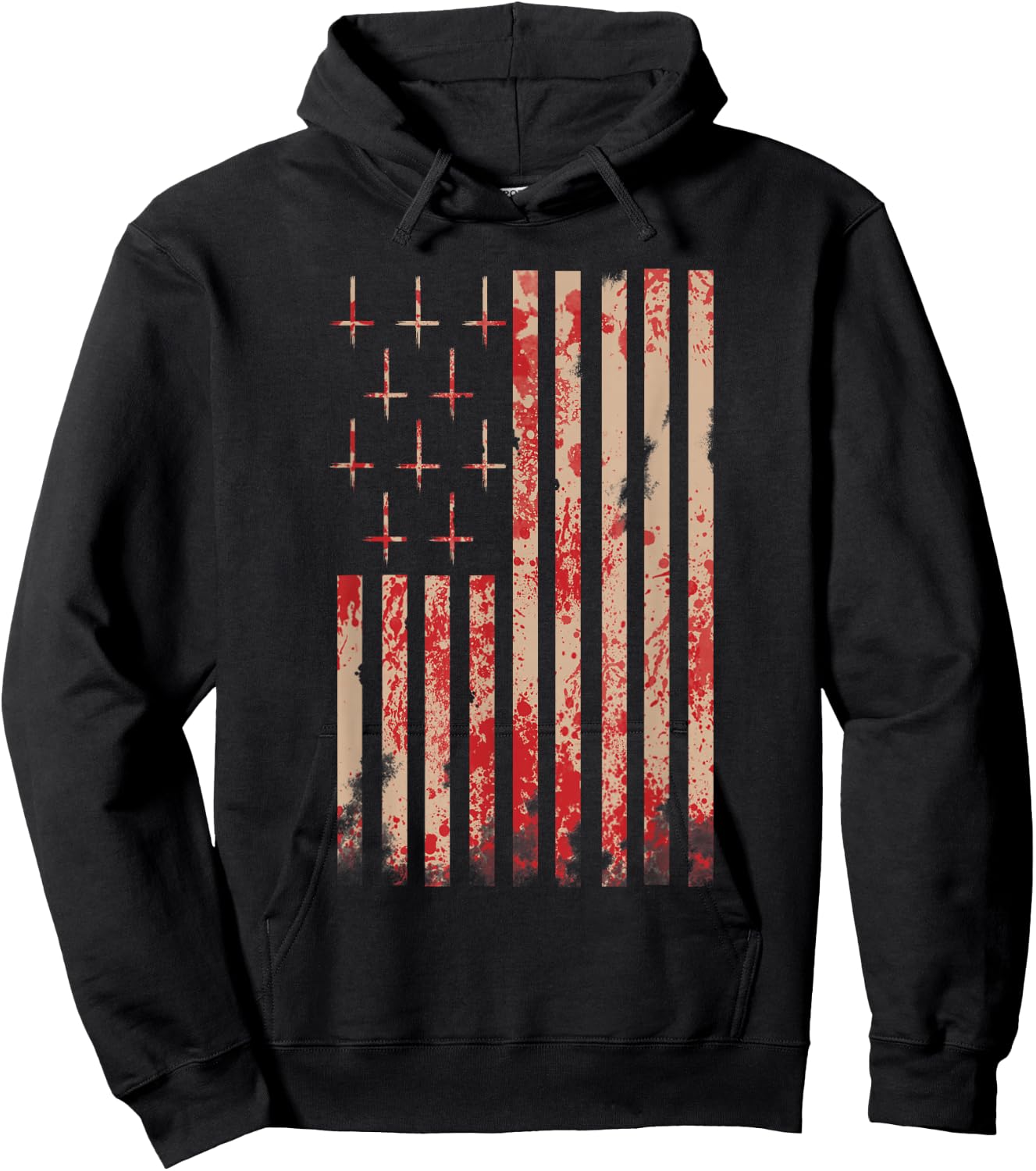American Flag Shirt Upside Down Cross Occult Symbol Satanic Hoodie - Hoodie | Black