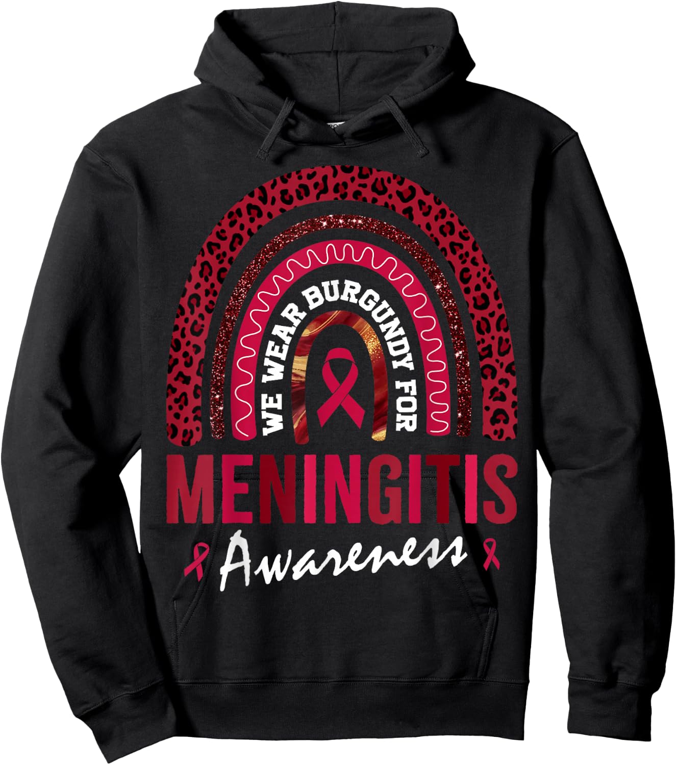 In October We Wear Burgundy for Meningitis Awareness Hoodie - Hoodie | Black