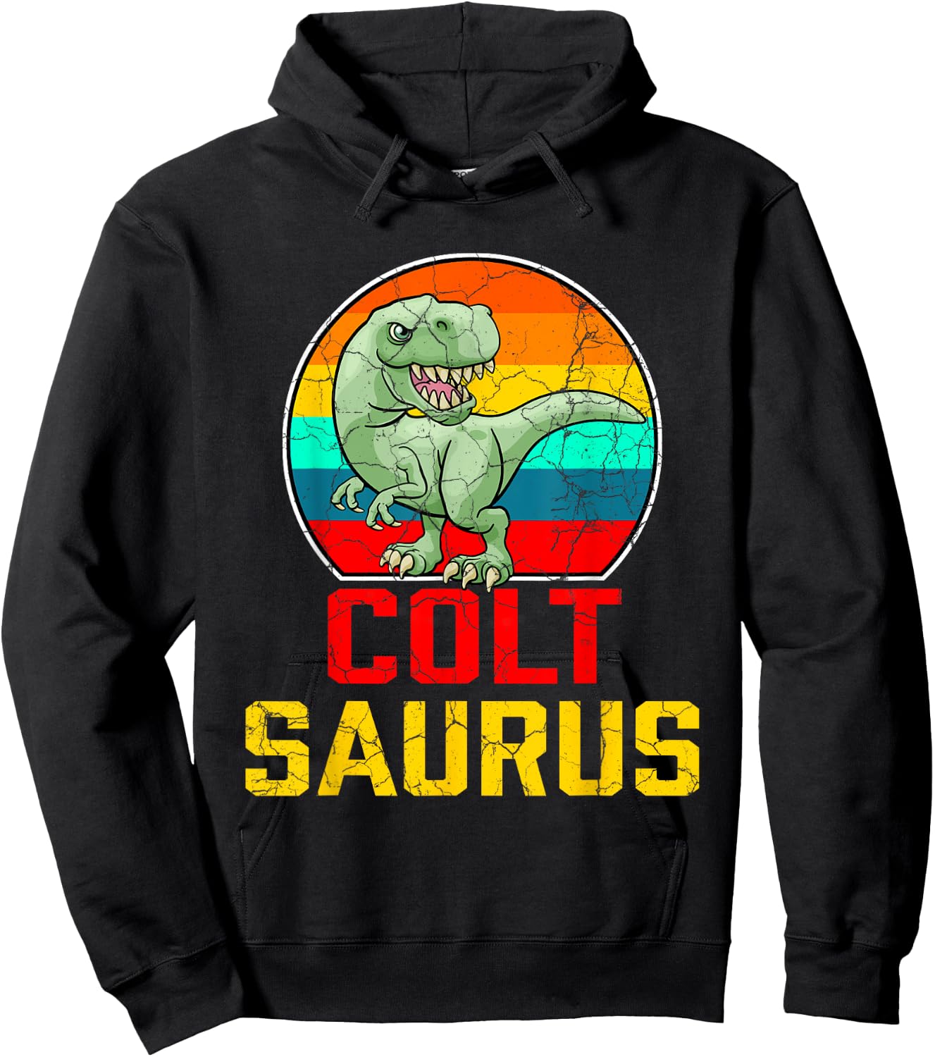 Colt Saurus Family Reunion Last Name Team Funny Custom Hoodie - Hoodie | Black