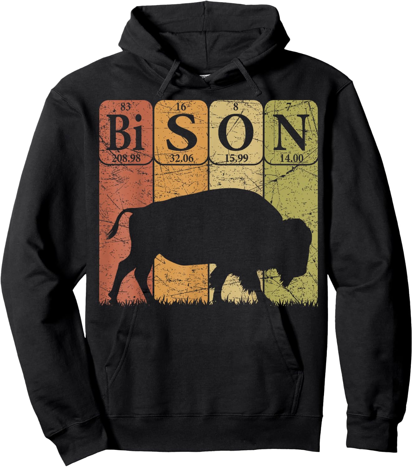 American Bison Periodic Table Elements Buffalo Retro Hoodie - Hoodie | Black