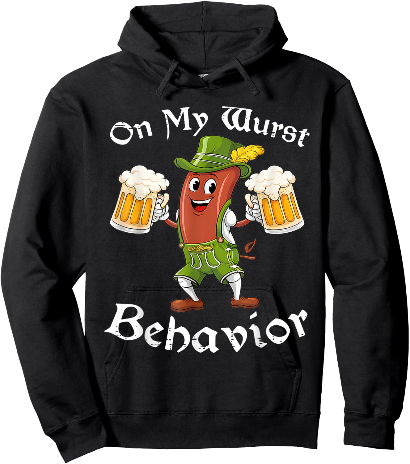 Oktoberfest On My Wurst Behavior German Funny Hoodie - Hoodie | Black