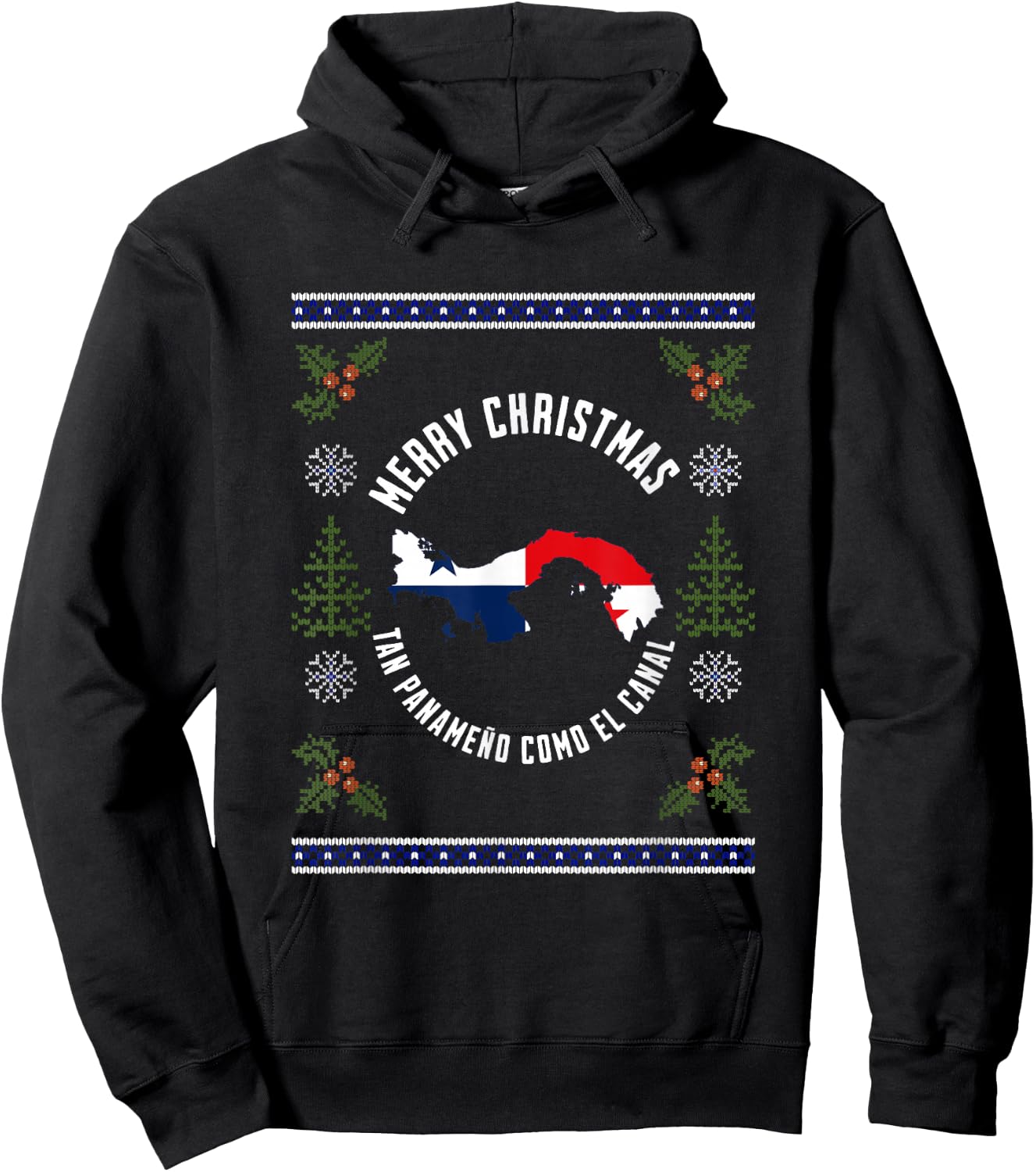 Panama Ugly Design Merry Christmas! Panameño Como el Canal Hoodie - Hoodie | Black