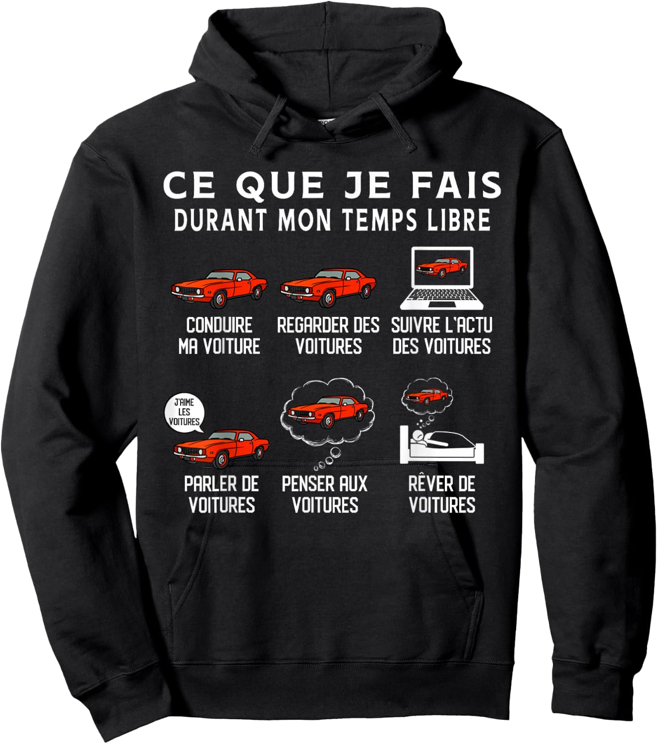 Funny Car What I Do During My Time Vintage Funny , Black, S Hoodie - Hoodie | Black