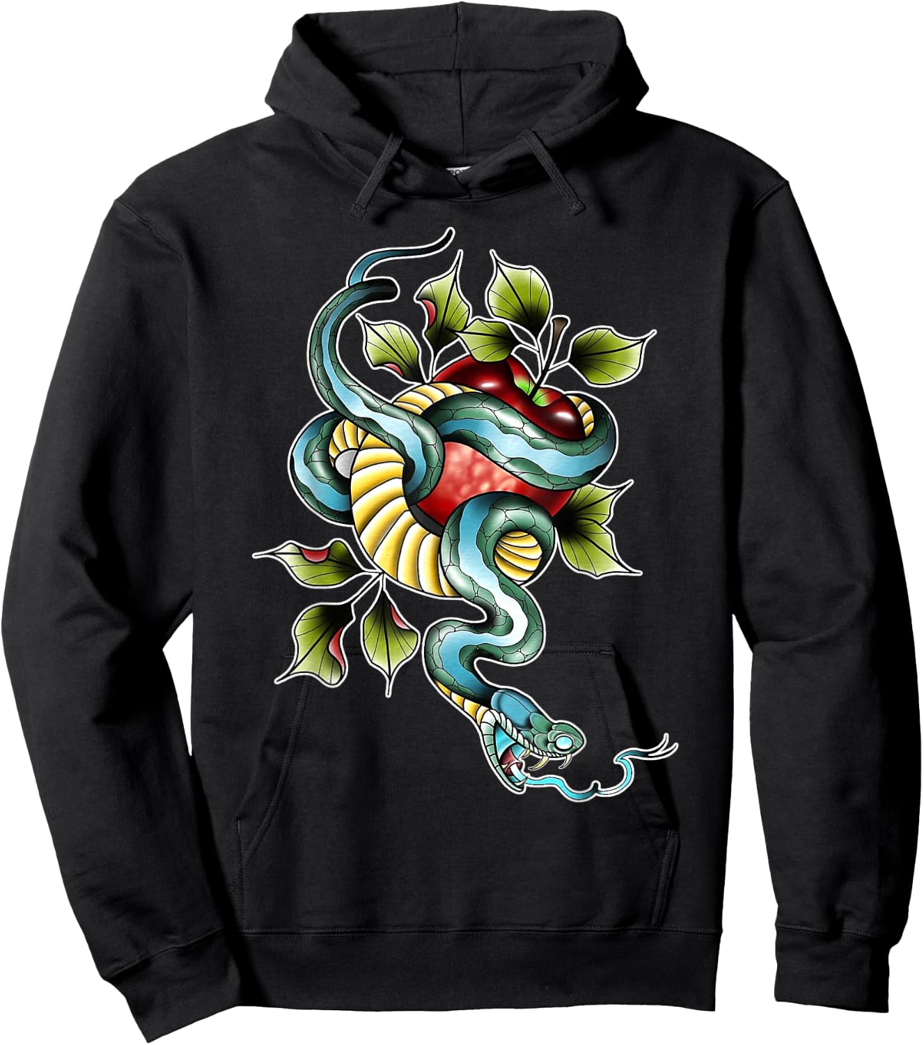 Snake x Apple x Garden of Eden x Adam & Eve Neo-Traditional Hoodie - Hoodie | Black