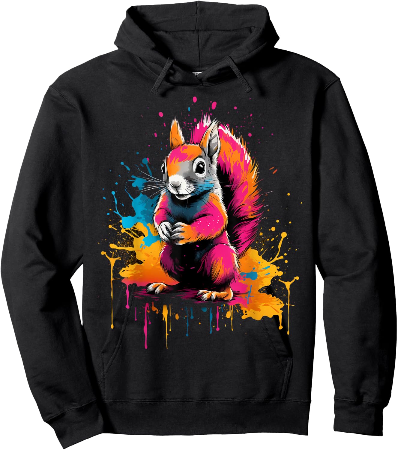 Cooles Eichhörnchen auf bunt bemaltem Eichhörnchen Hoodie - Hoodie | Black