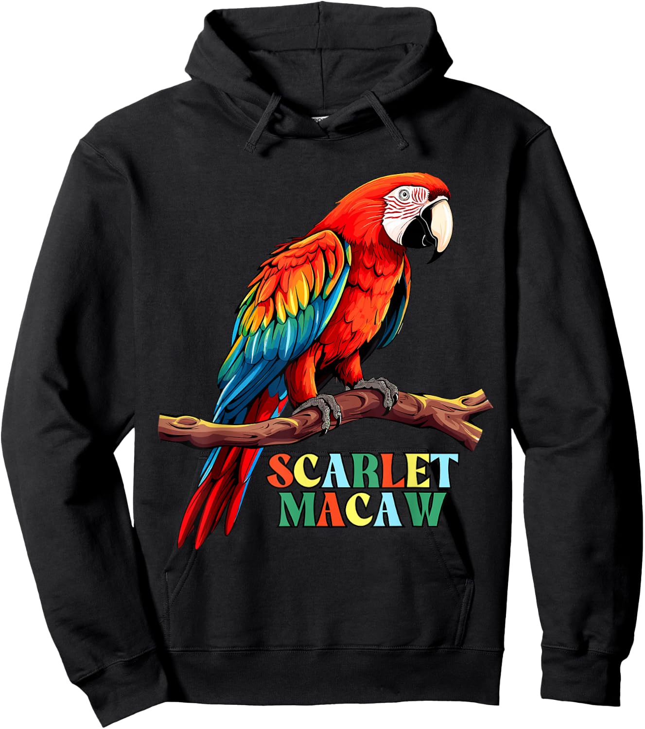 Macaw Parrot, Scarlet Macaw Hoodie - Hoodie | Black