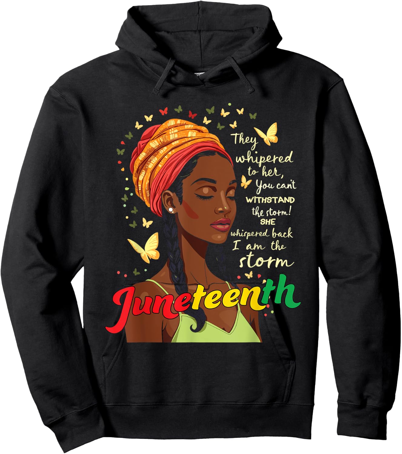 Juneteenth African American 1865 Women Men Juneteenth Hoodie - Hoodie | Black