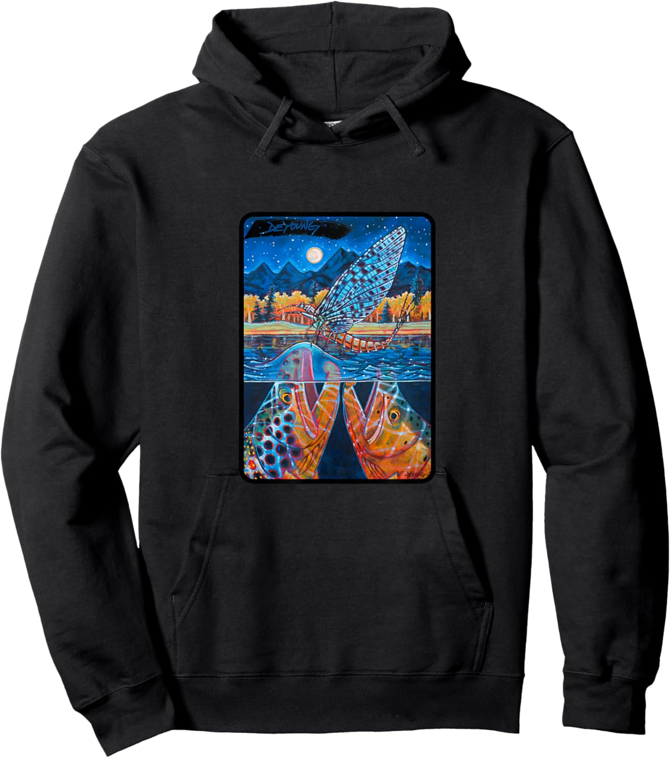 Teton Riser Trout Fishing Derek DeYoung Hoodie - Hoodie | Black