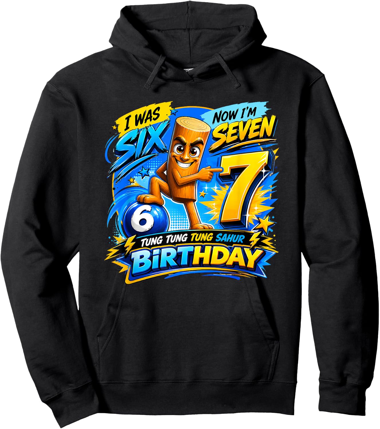 67 Italian Brainrot Tung Tung Sahur Six Seven Meme Birthday Hoodie - Hoodie | Black