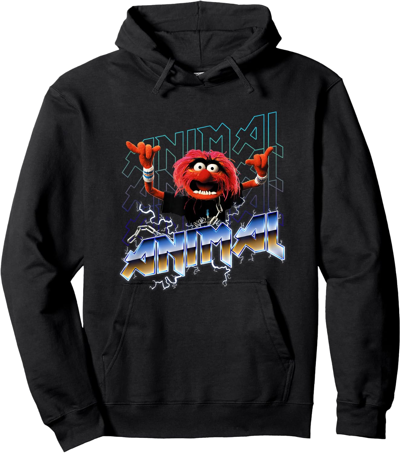 Disney The Muppets Animal Rock Portrait , Black Hoodie - Hoodie | Black