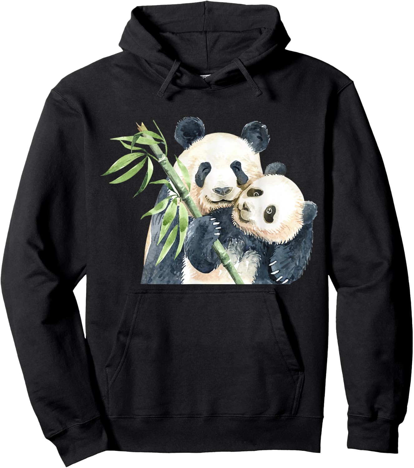 Cute Panda Lovers Kawaii Asian Bears Gifts DAIMMER -Adults & -Kids Black Short Sleeve Watercolor Panda Hoodie - Hoodie | Black