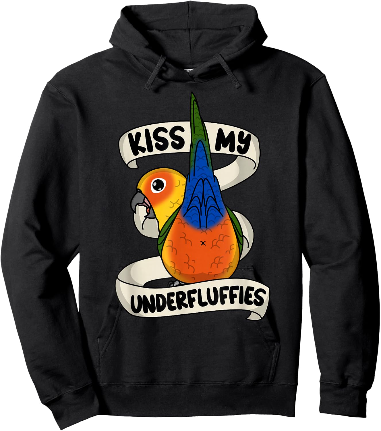 Kiss My Parrot Underfluffies I Jenday Conure Hoodie - Hoodie | Black
