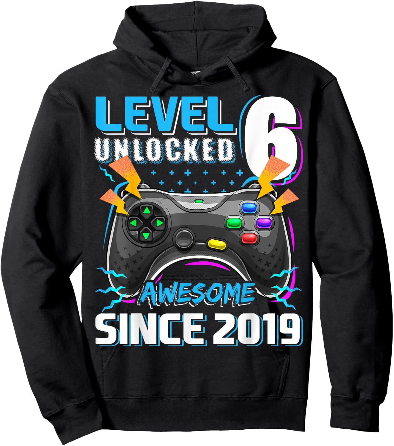 6th Birthday Boy Level 6 Gamer 6 Year Video Game Party Hoodie - Hoodie | Black
