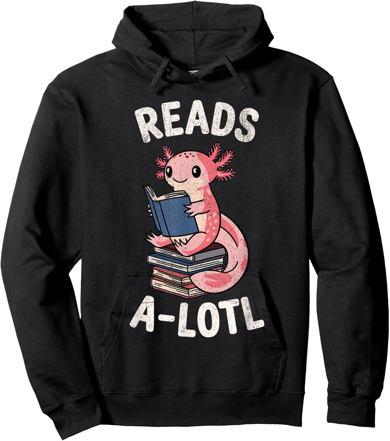 Cute Axolotl Read Alotl Bookworm Boys Girls Kids Hoodie - Hoodie | Black