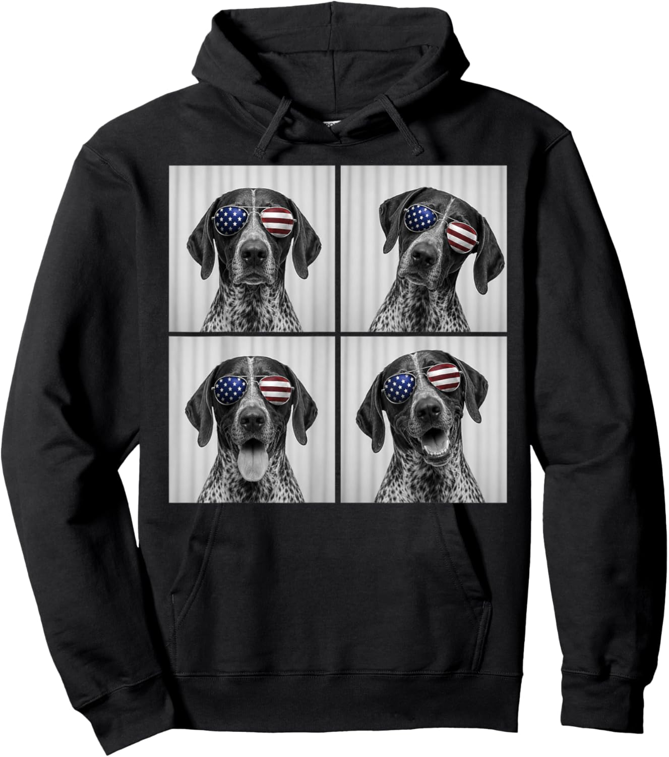 German Shorthaired Pointer 4th of July US American Flag Dog Hoodie - Hoodie | Black