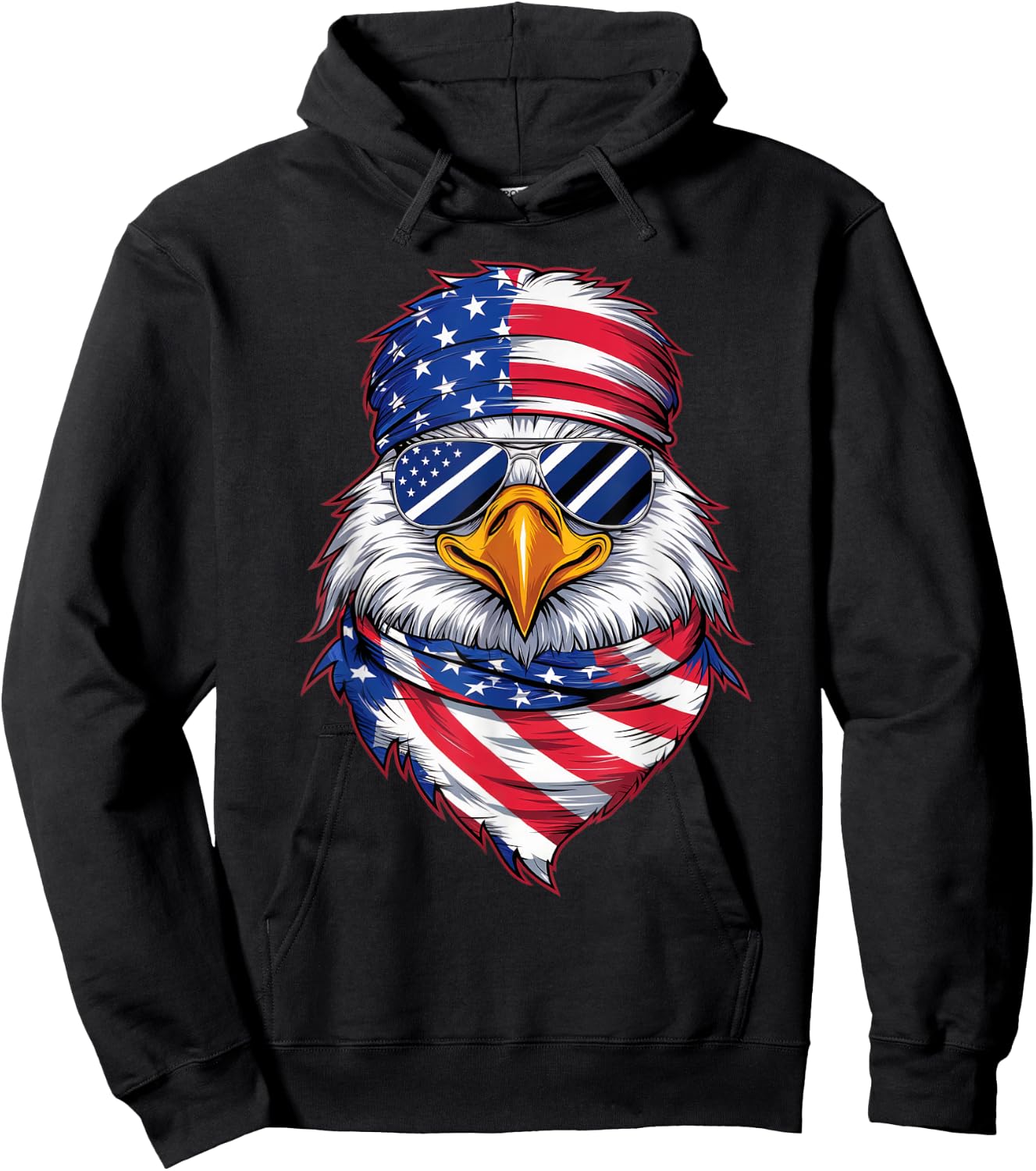 4th of July Patriotic Eagle USA Pride American Flag Hoodie - Hoodie | Black