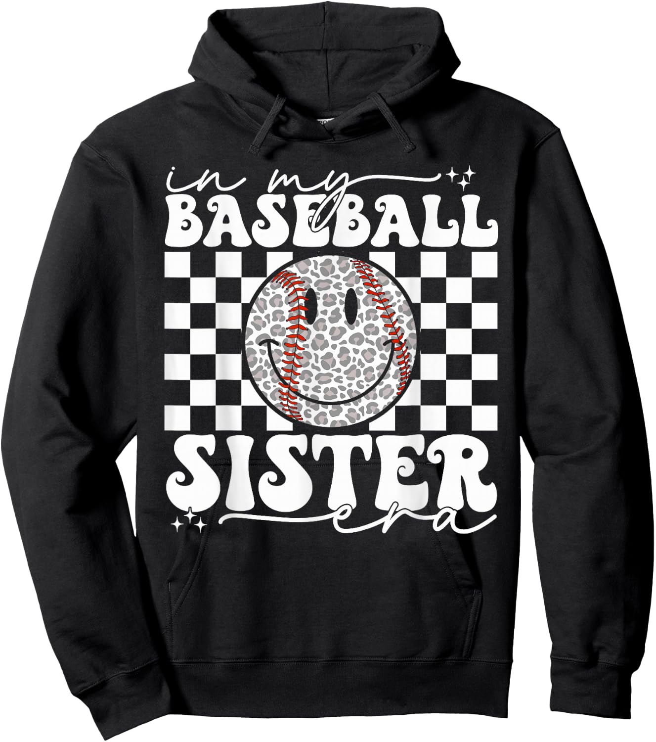 in My Baseball Sister Era Leopard Sister Baseball Girl Women Hoodie - Hoodie | Black