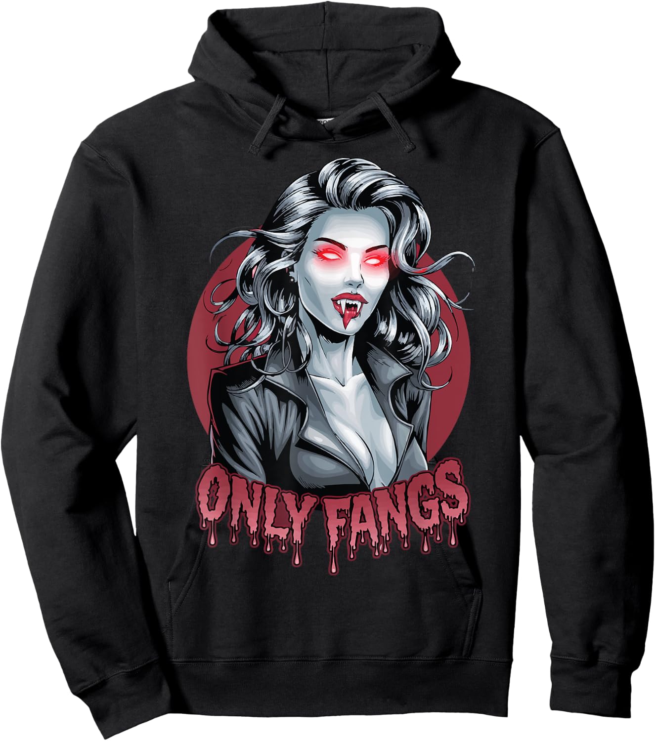 Sexy Vampire Horror Gothic Parody Only Fangs Goth Halloween Hoodie - Hoodie | Black