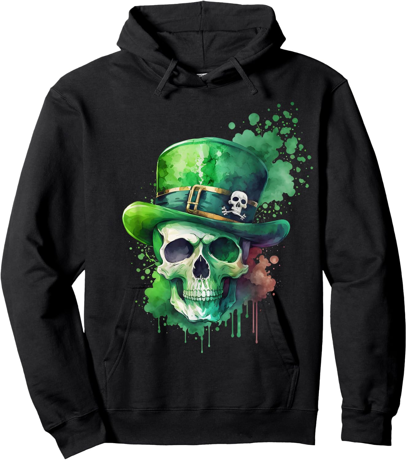 Saint Patricks Day Skull Pirate Green Men's , black Hoodie - Hoodie | Black