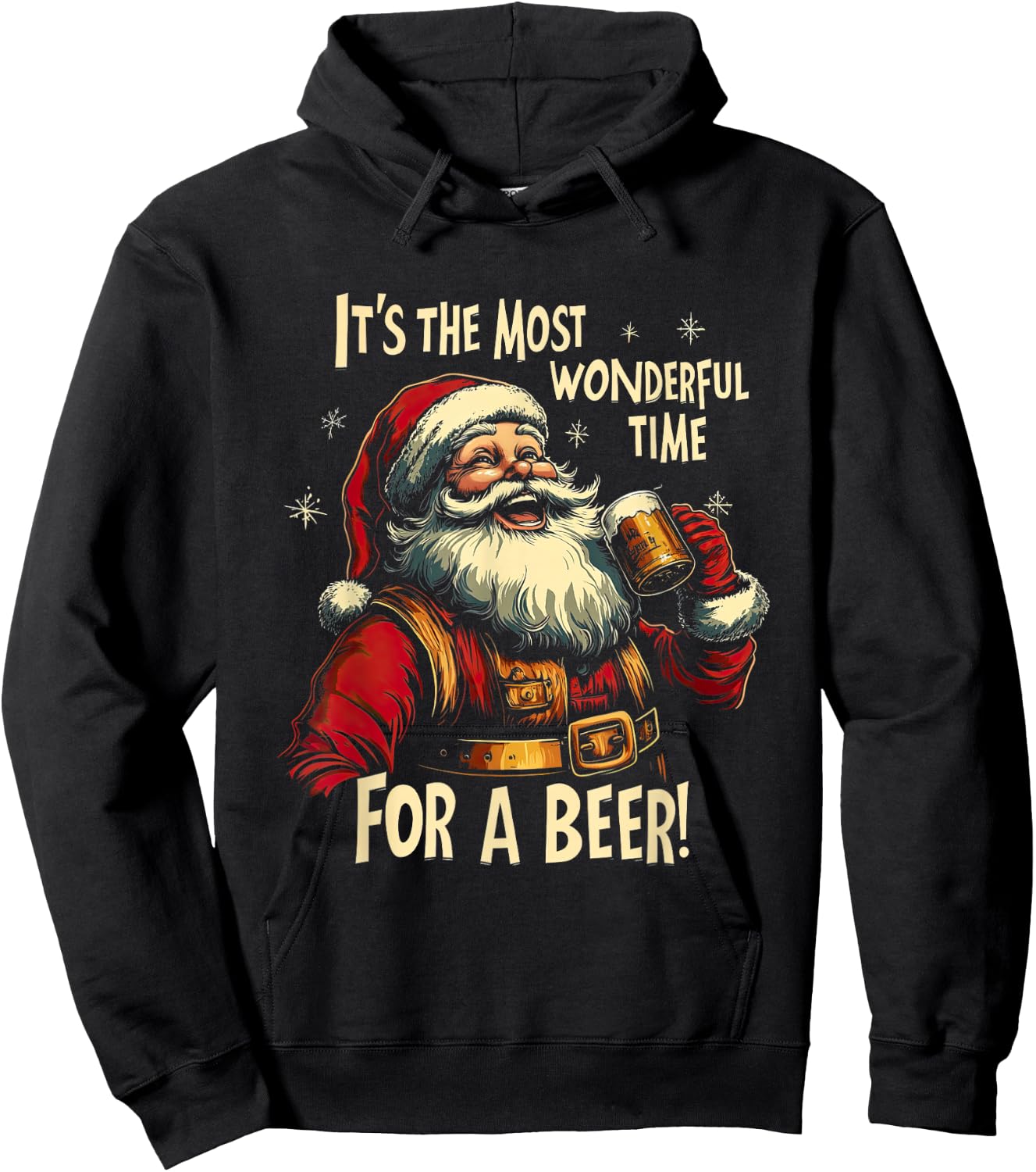 Funny Christmas Beer Drinking Santa Claus Hoodie - Hoodie | Black