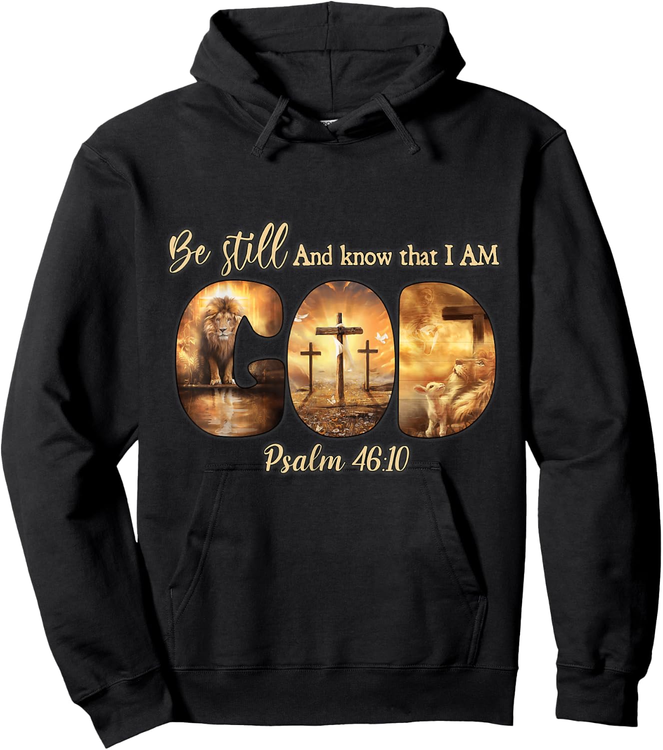 Lion God Christian Be Still And Know That I Am God Hoodie - Hoodie | Black