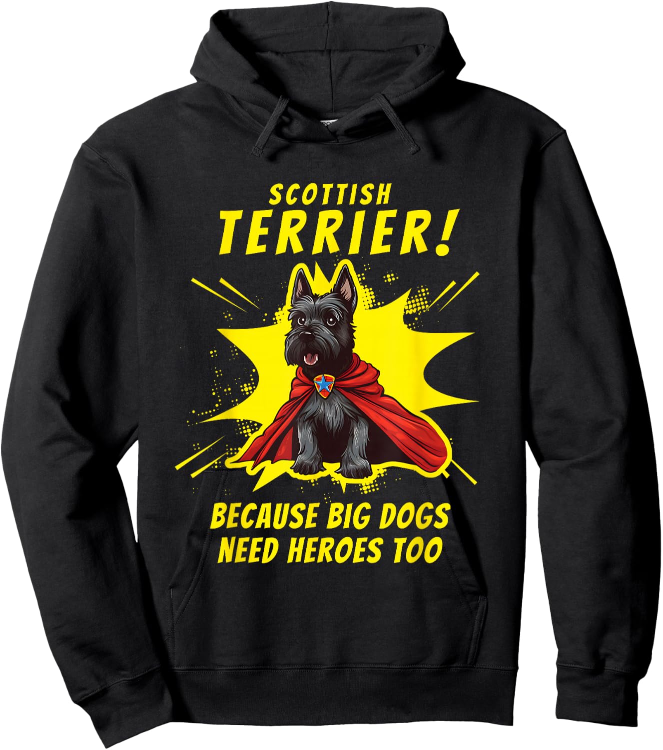 Scottie Dog Gifts Women Men, Superdog Scottish Terrier Dog Hoodie - Hoodie | Black