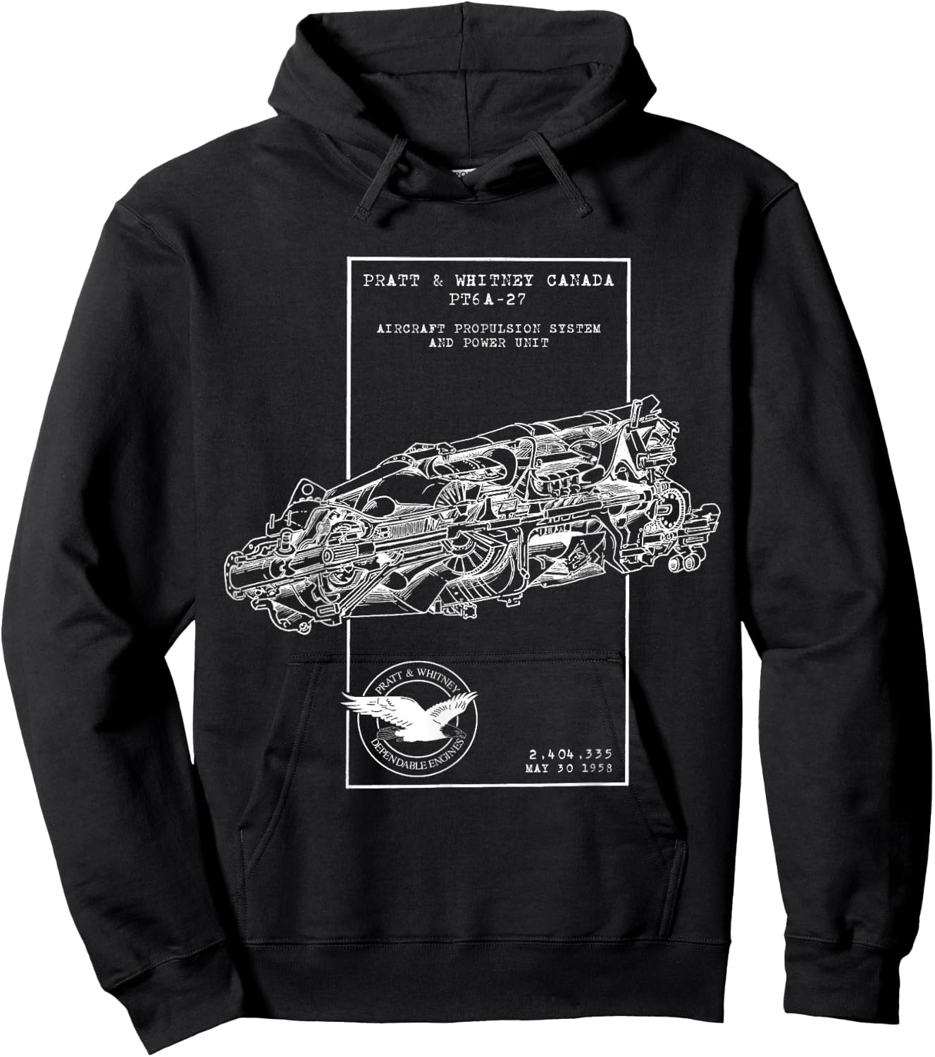 PT6 A 27 Turbine Engine Cross Section Hoodie - Hoodie | Black