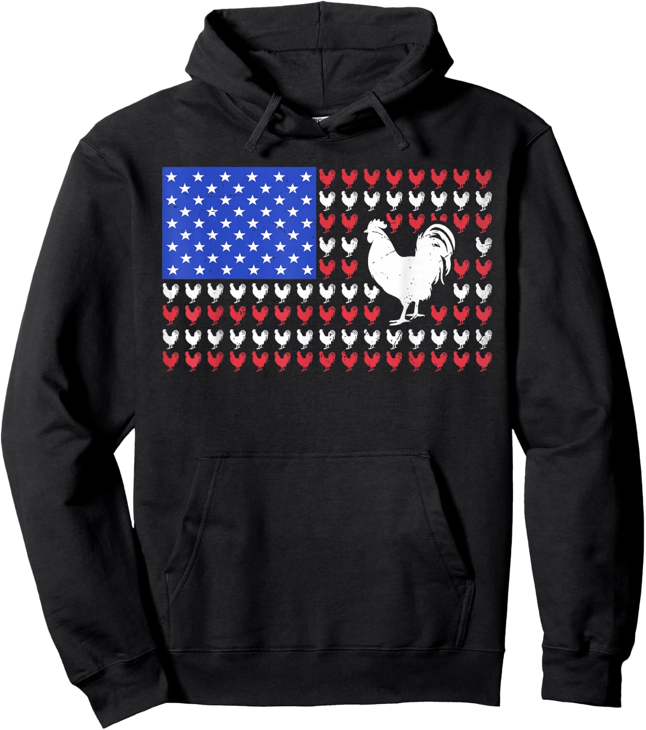 4th of July America USA Flag Chicken Patriotic Men Women Kid Hoodie - Hoodie | Black