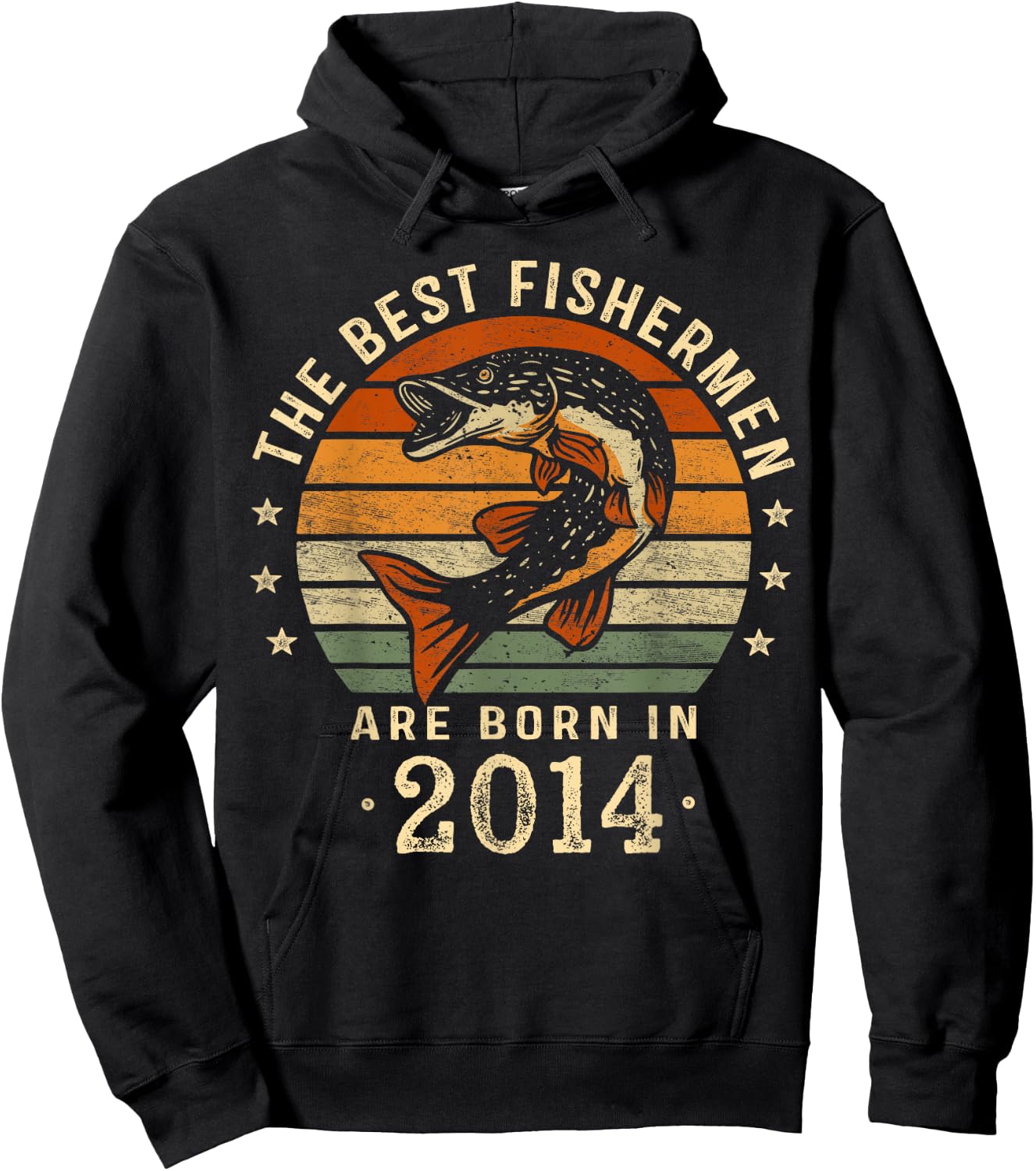 Best Fishermen Are Born In 2014 Birthday Fishing Hoodie - Hoodie | Black