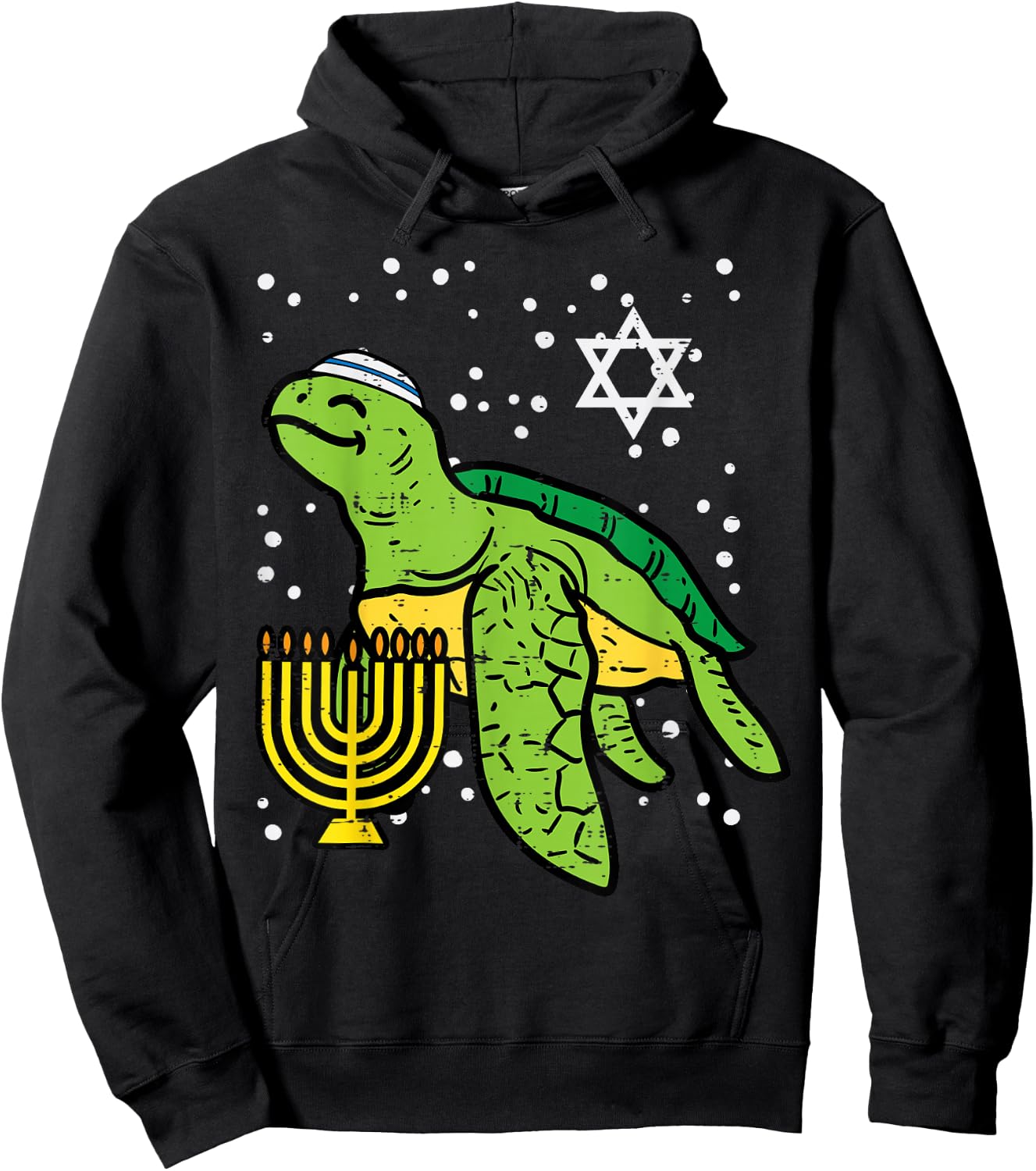 Hanukkah Sea Turtle Tortoise Chanukah Jewish Men Women Kids Hoodie - Hoodie | Black
