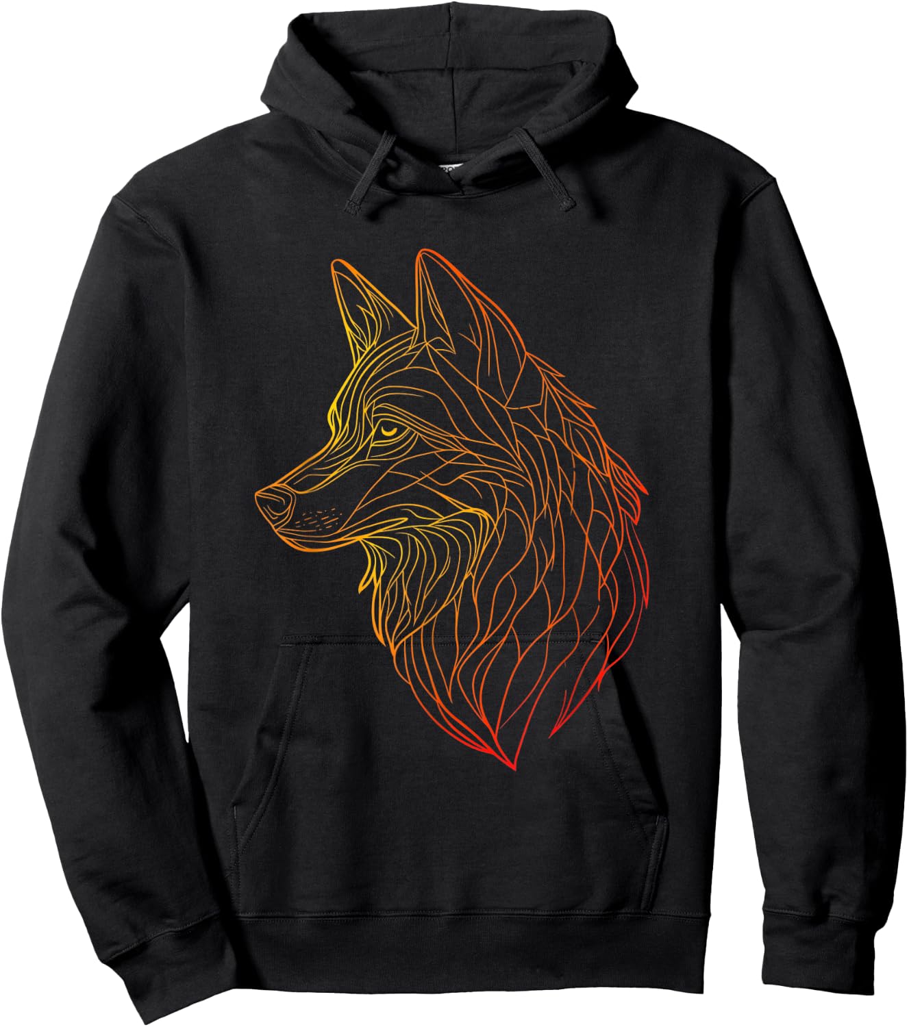 Wolf Gradient Line – Minimalist Animal Art Tribal Spirit Hoodie - Hoodie | Black