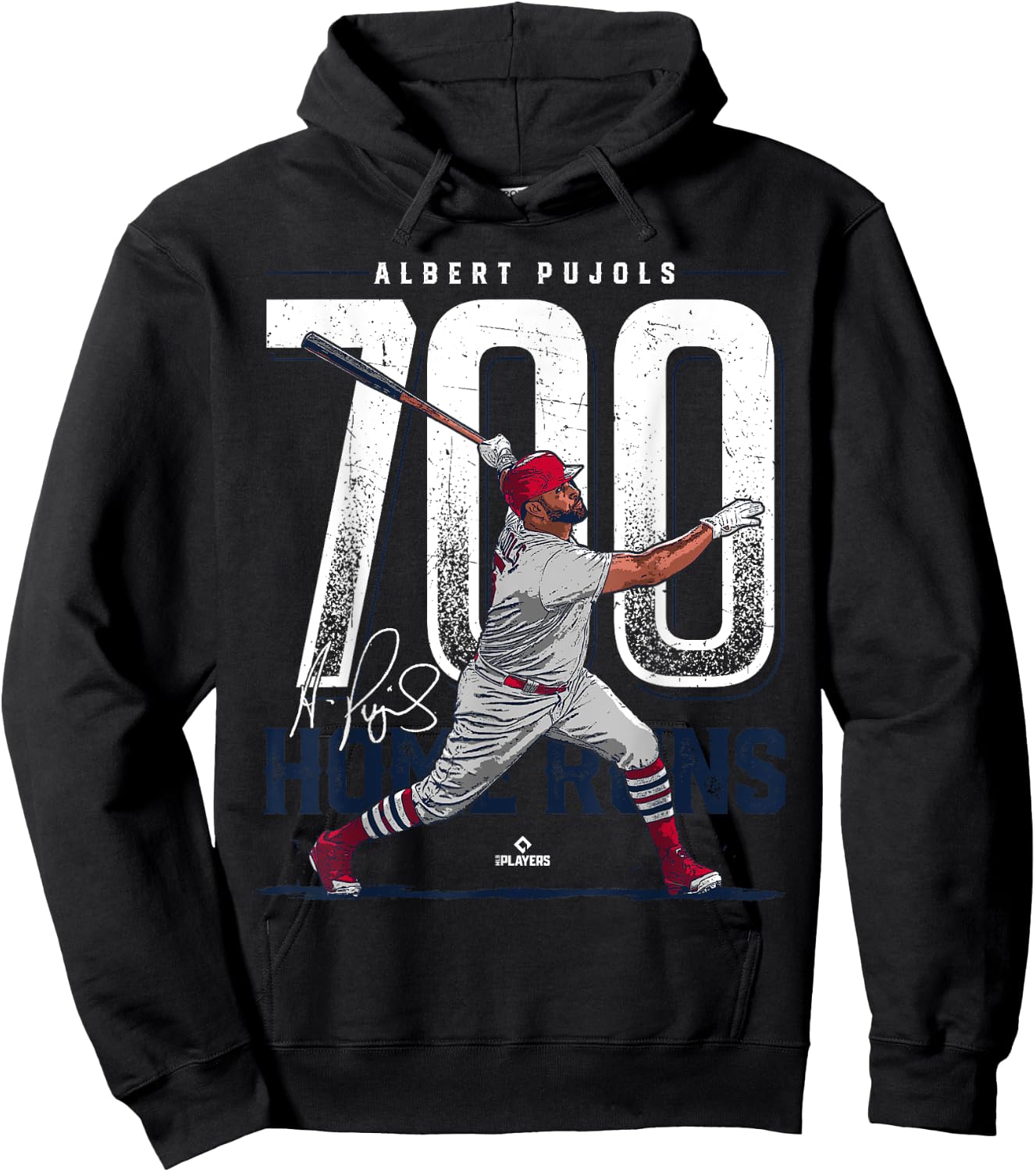 BallPark MVP Albert Pujols 700 Home Runs St Louis MLBPA -Adults & Youth Black Cotton Short Sleeve Hoodie - Hoodie | Black