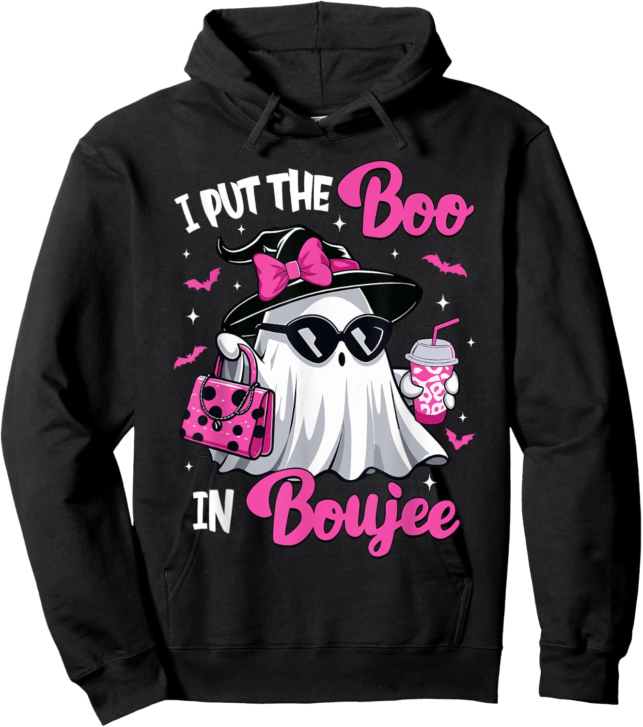 Boujee Boo Jee Spooky Ghost Pink Halloween Pumpkin Costumes Hoodie - Hoodie | Black