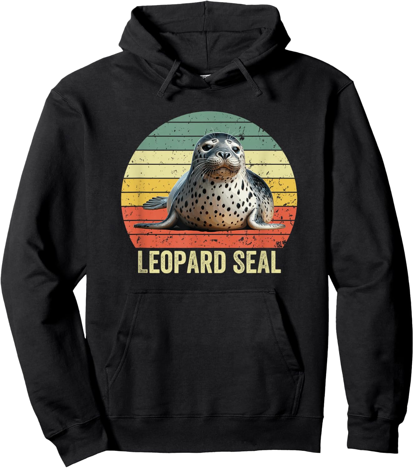 Leopard Seal on Vintage Sunset, Leopard Seal Hoodie - Hoodie | Black