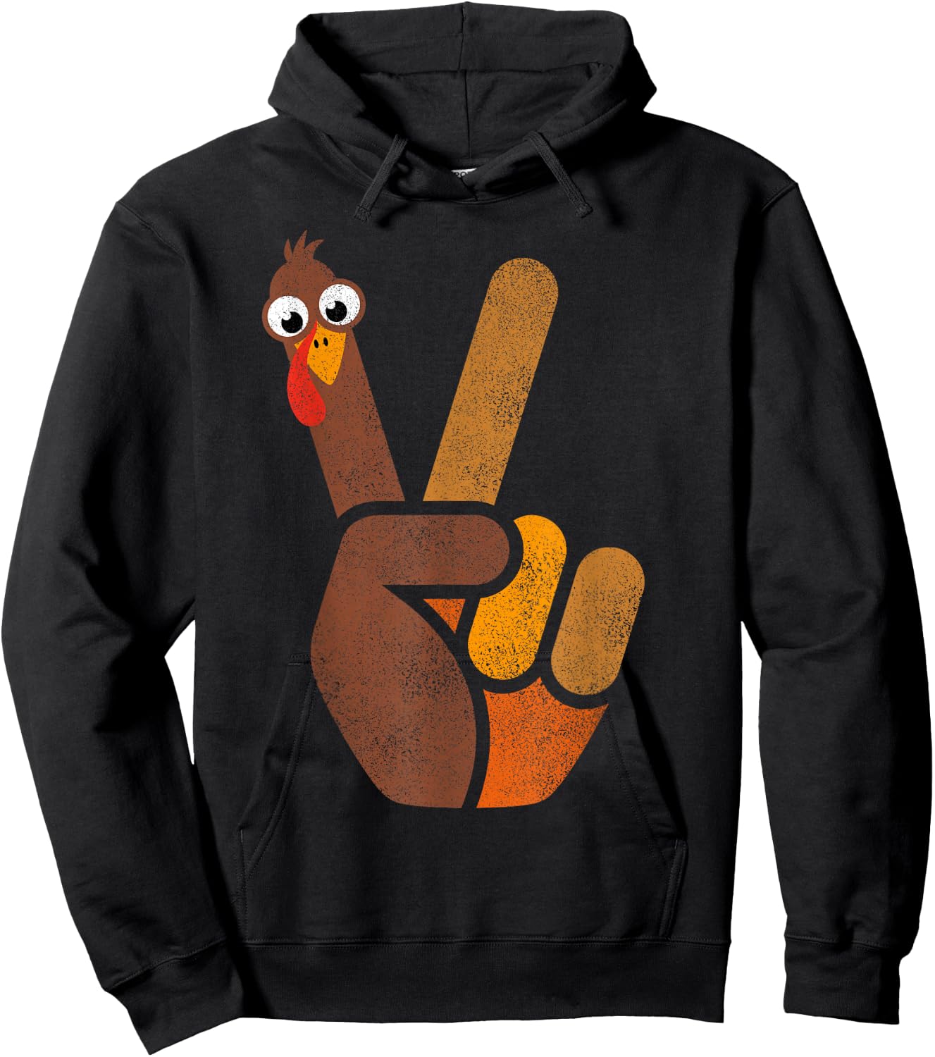 Peace Sign Turkey Shirt Kids Funny Thanksgiving Hoodie - Hoodie | Black