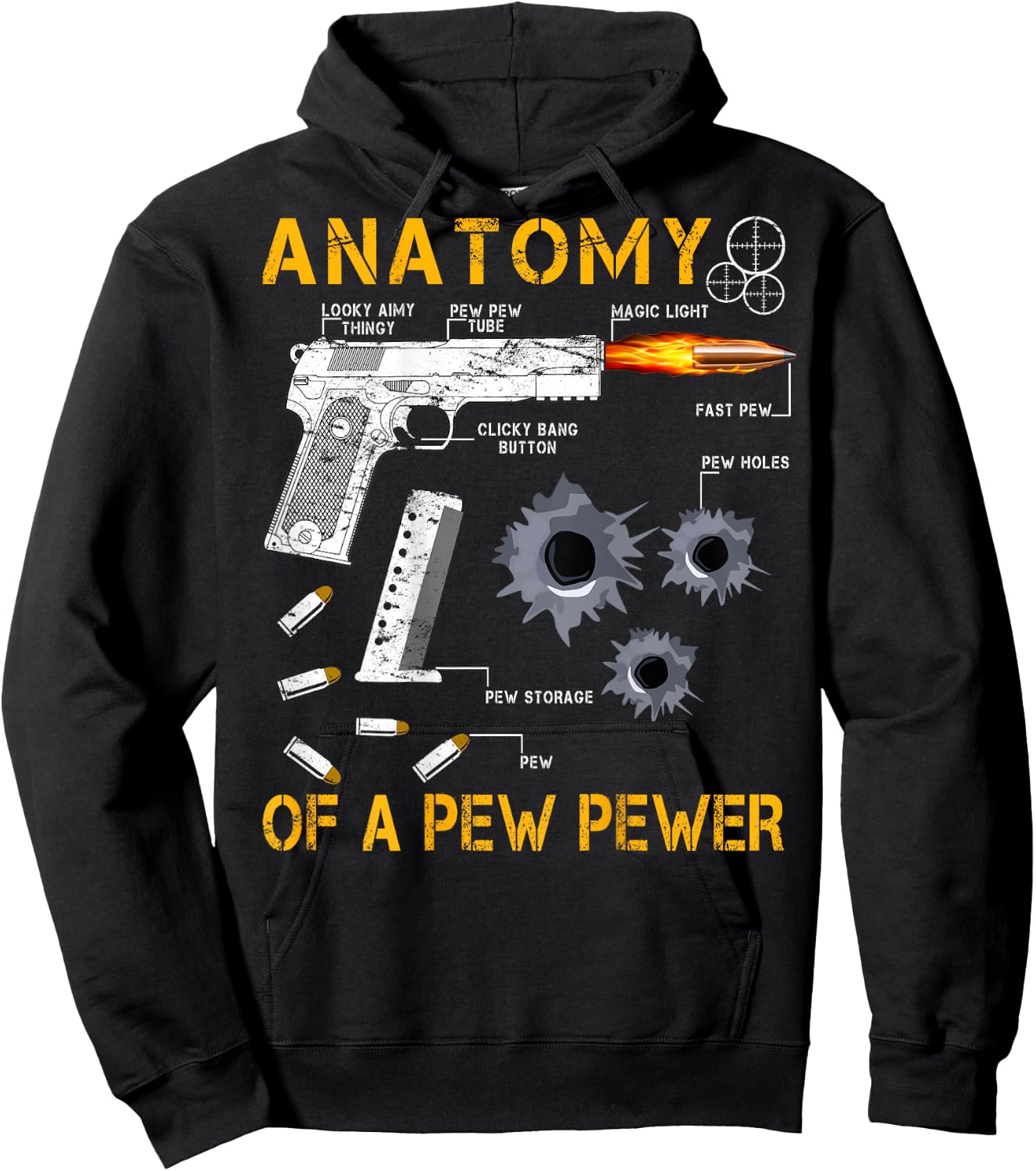 Anatomy Of A Pew Pewer | On Back | Triggernometry Gun Gift Hoodie - Hoodie | Black