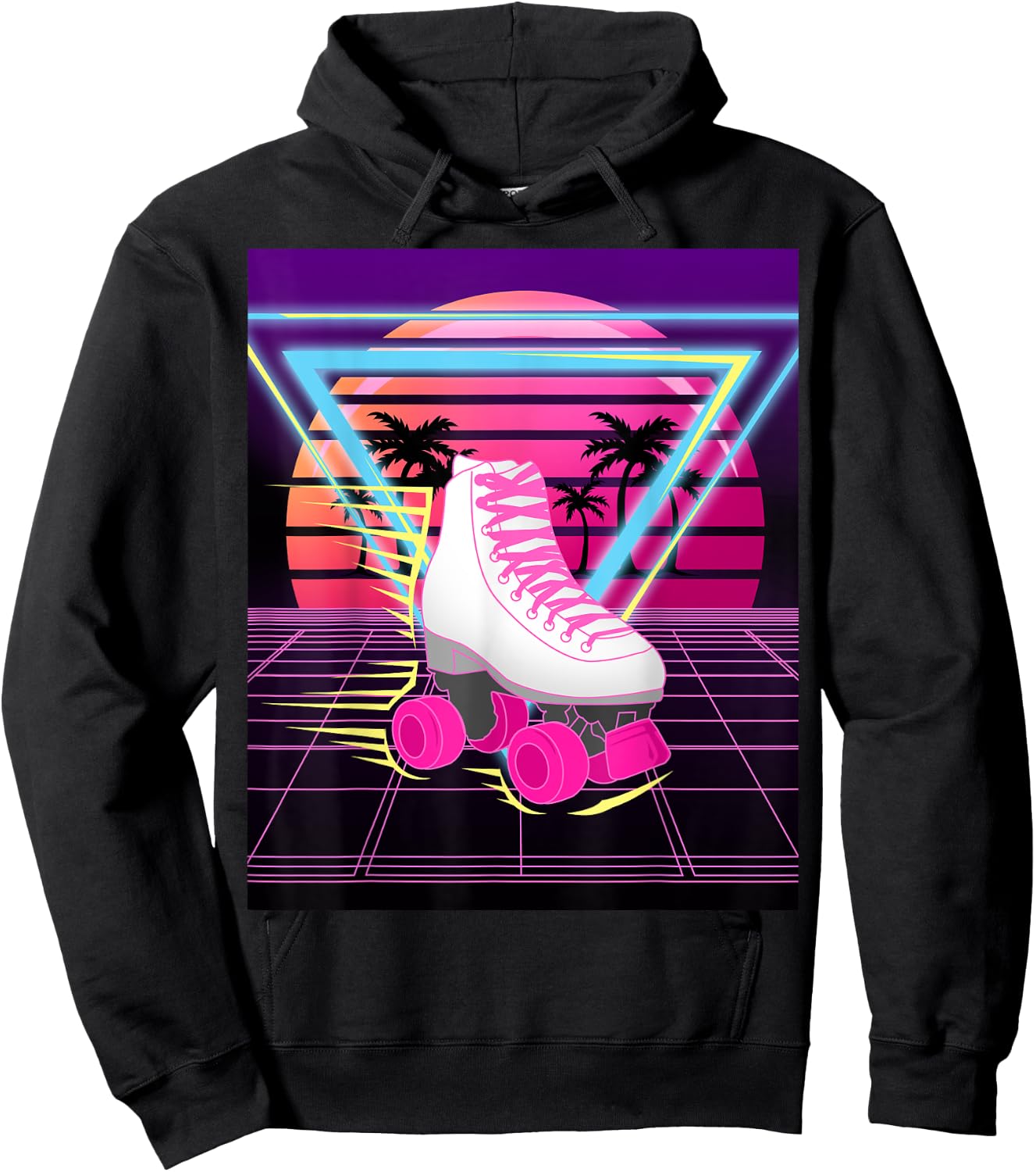 80s Steam Background - Skates Costume Gift, Black Hoodie - Hoodie | Black