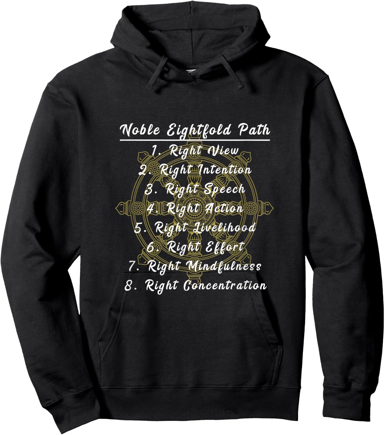 Buddha Dharma Wheel Noble Eightfold Path Buddhism Hoodie - Hoodie | Black