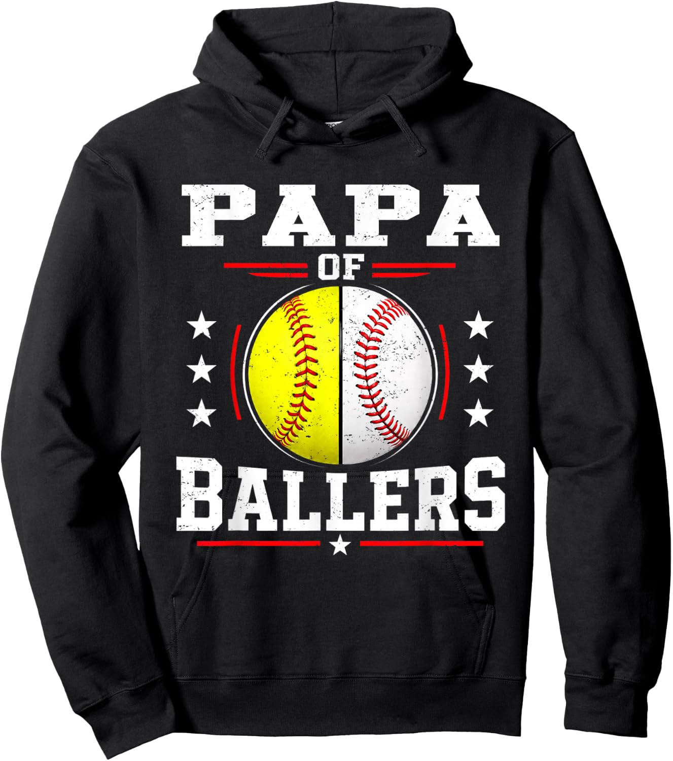 Papa of Ballers Baseball Softball Papa Hoodie - Hoodie | Black