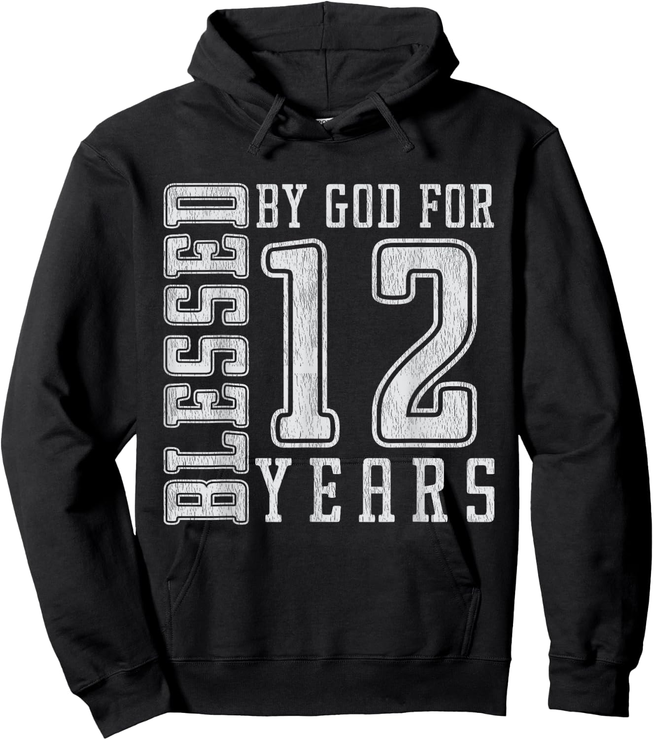 Blessed by God for 12 Years old birthday boys kids vintage Hoodie - Hoodie | Black