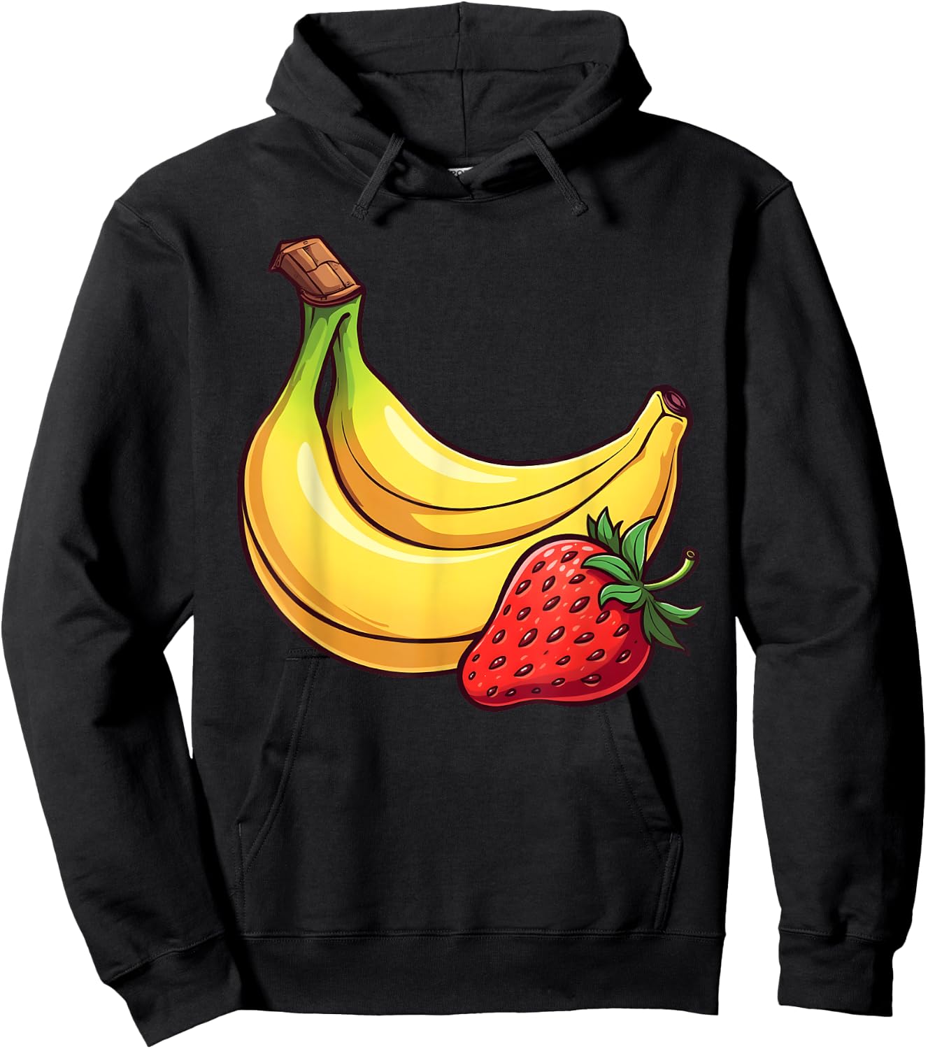 Banana Strawberry Fruit Kawaii Fruits Comic Cartoon Kids Hoodie - Hoodie | Black