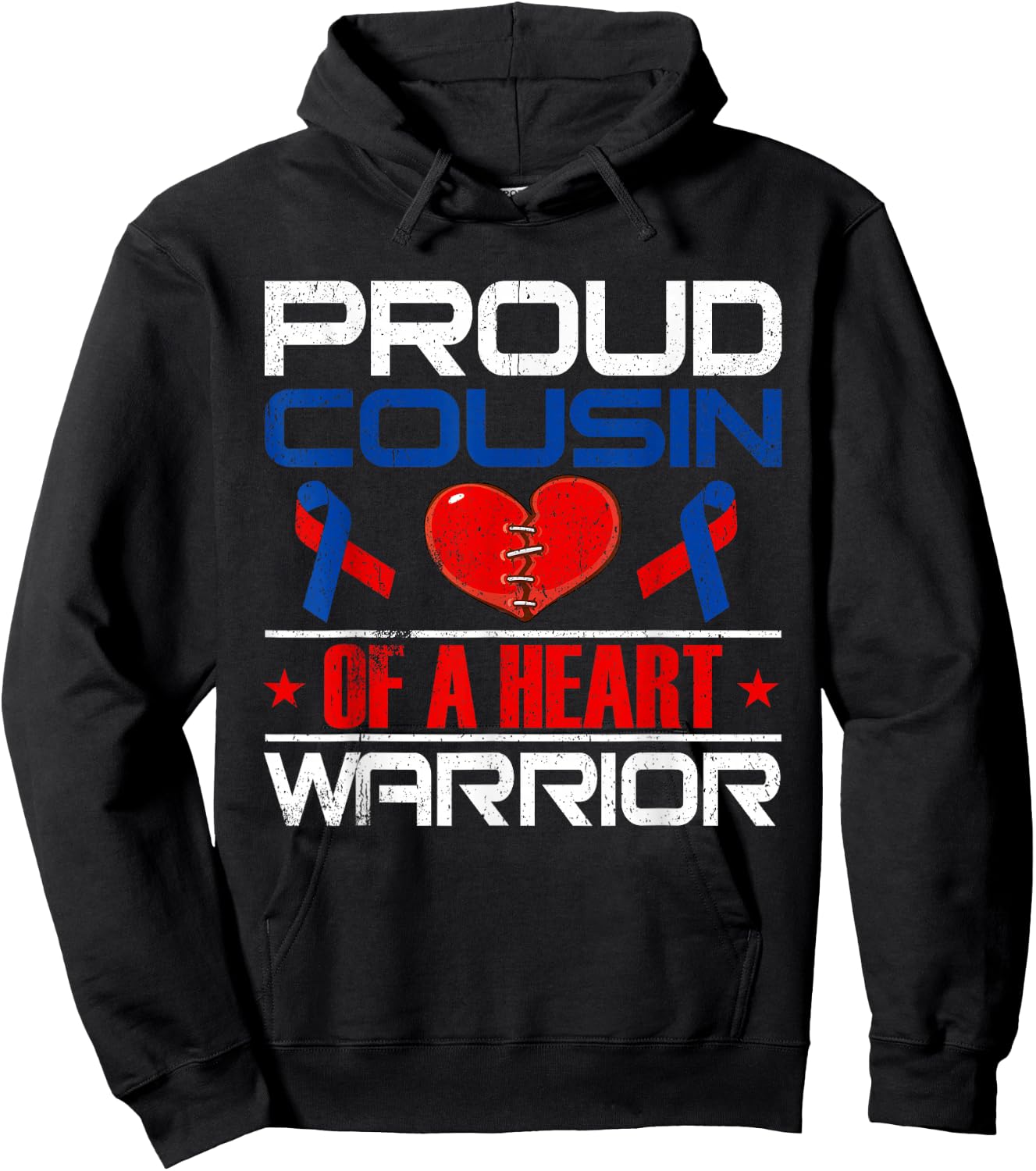 Proud Cousin Of A Heart Warrior Congenital Defect Awareness Hoodie - Hoodie | Black