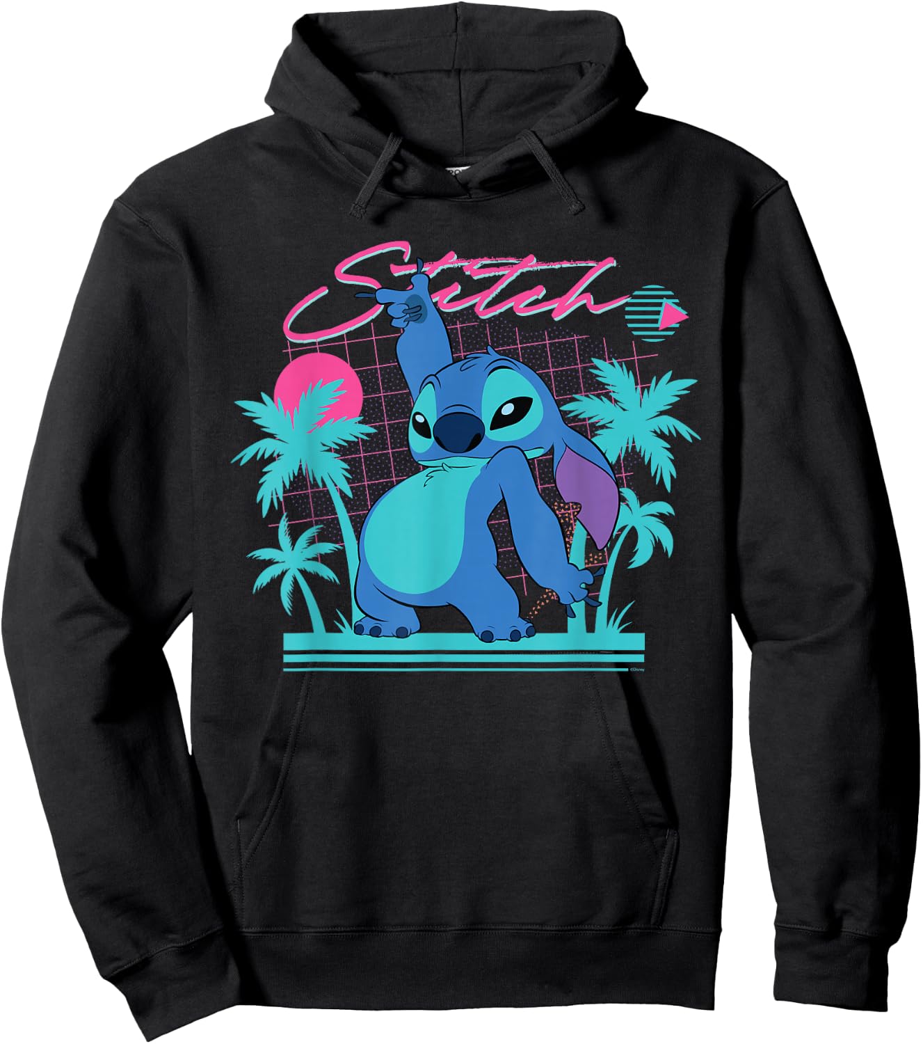 Disney Stitch Retro '90s Couples Matching Valentine's Stitch , Black, S Hoodie - Hoodie | Black