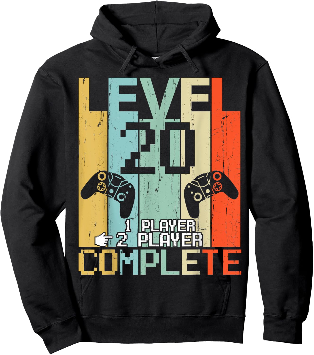 Level 20 Years Complete Gamer Couple Vintage Retro Shirt Hoodie - Hoodie | Black