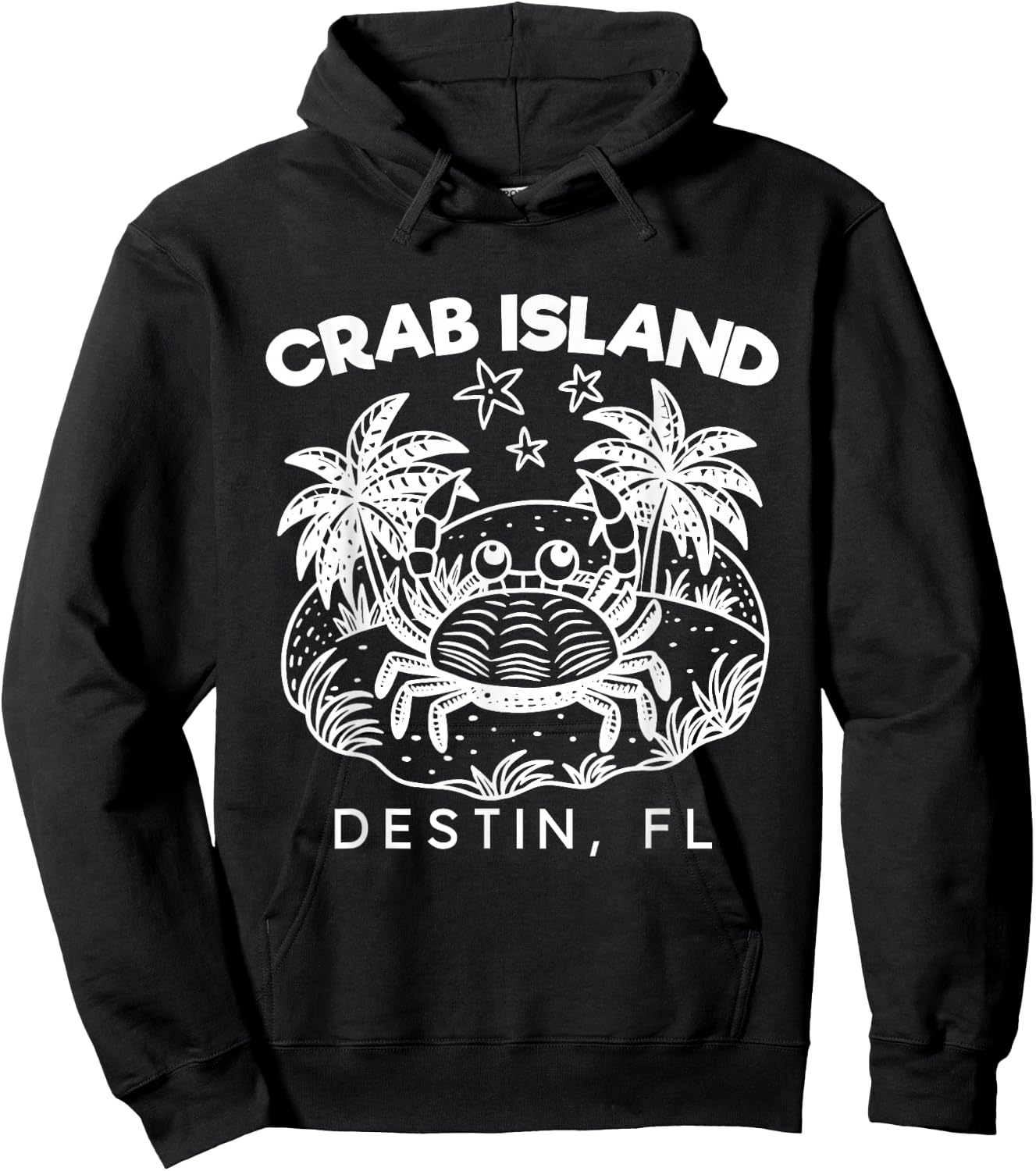 Retro Island Crab Destin, FL Party Sandbar Souvenir Hangout Hoodie - Hoodie | Black