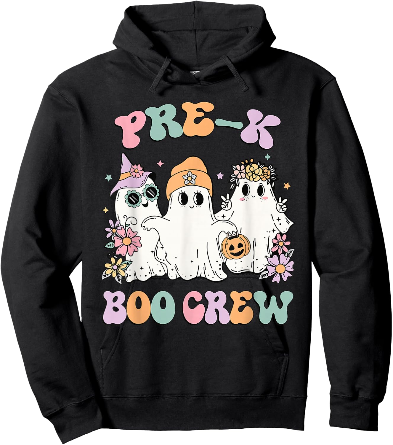 Teacher Boo Crew Pre K Cute Ghost Halloween Costume Hoodie - Hoodie | Black