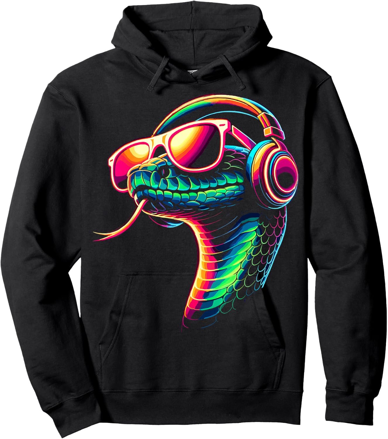 Snake With Sunglasses And DJ Headphones Hoodie - Hoodie | Black