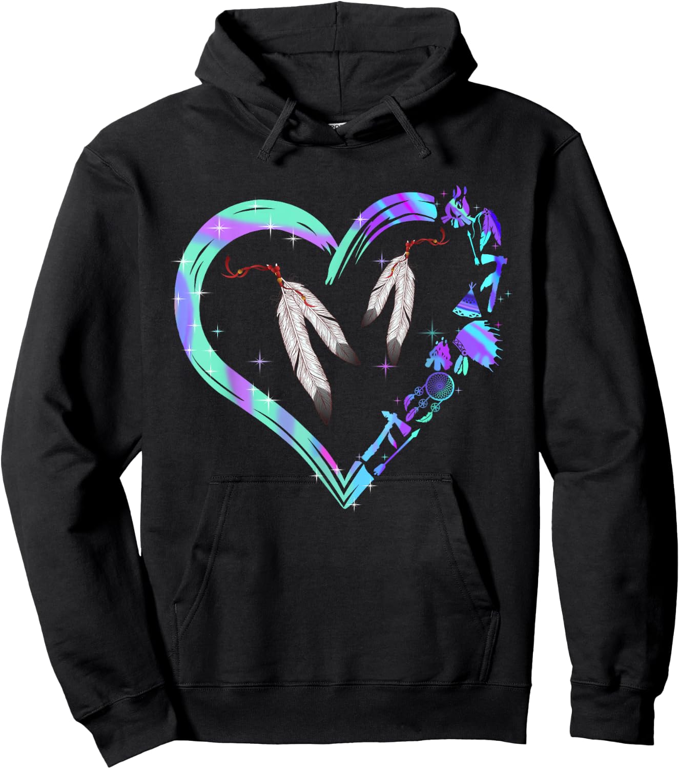 Native Colorful Ancestral Connection Hoodie - Hoodie | Black